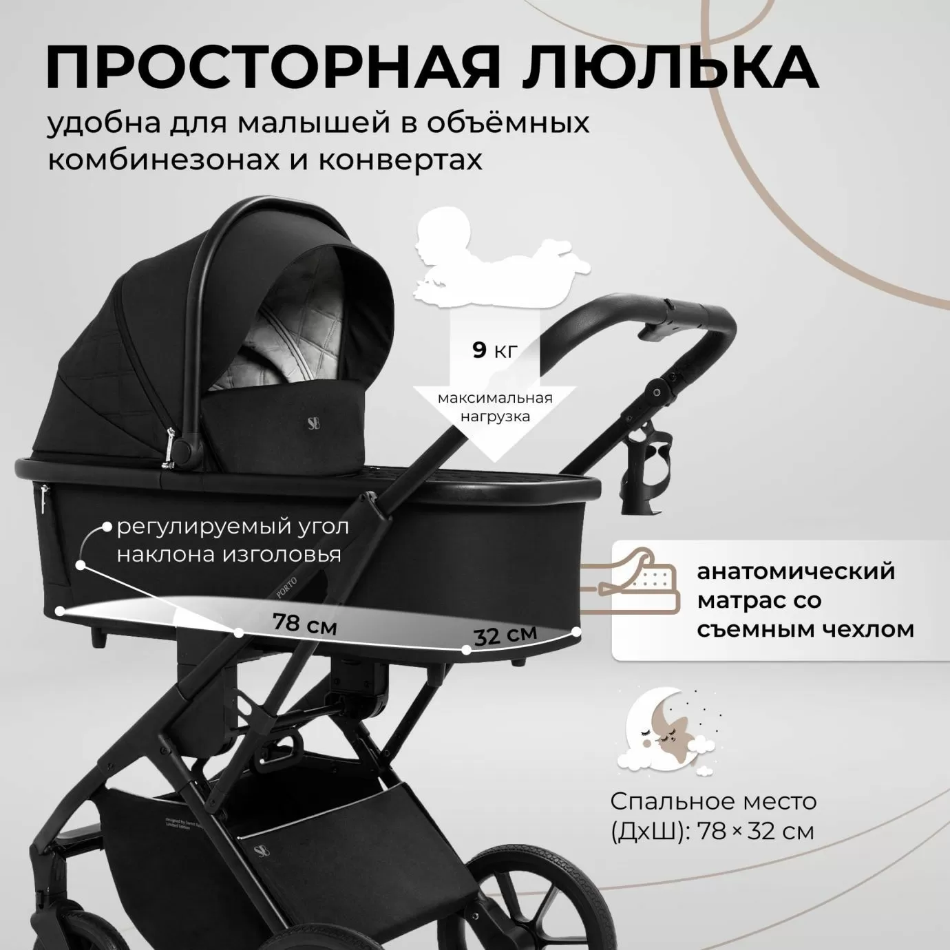 Коляска Sweet Baby Porto Black