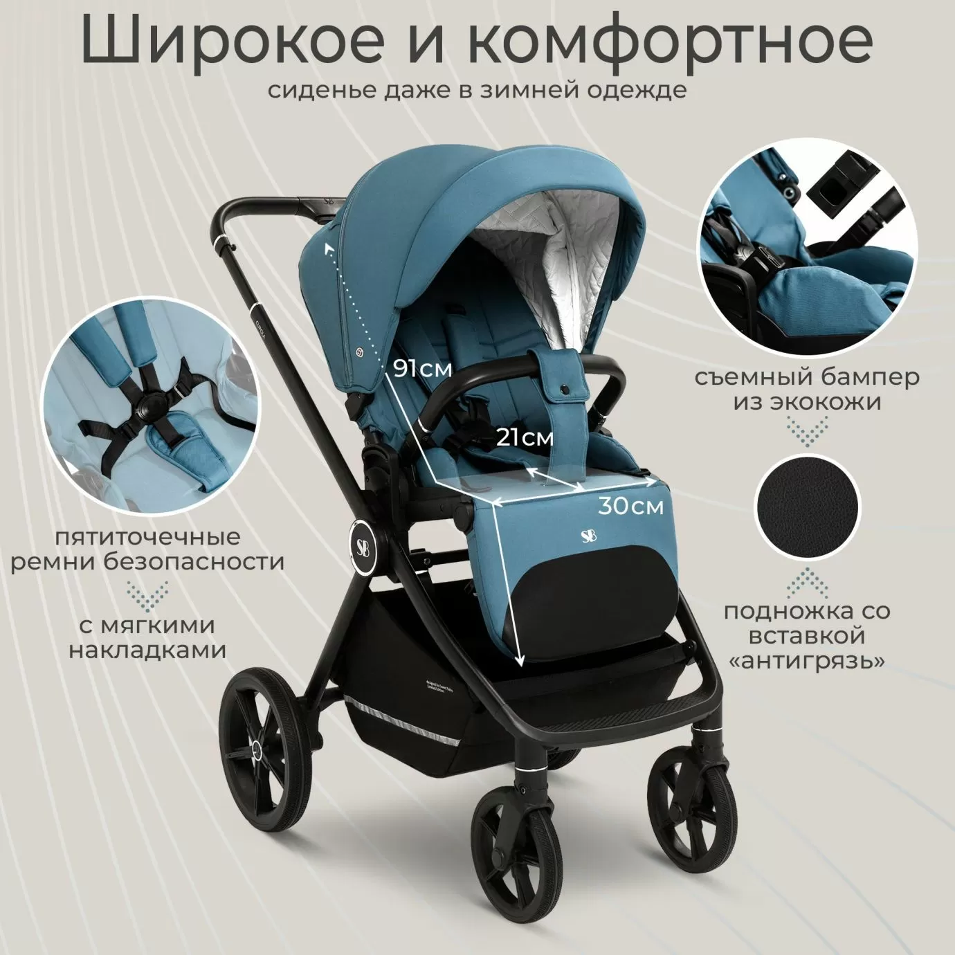 Прогулочная коляска Sweet Baby Cupola Ocean Green