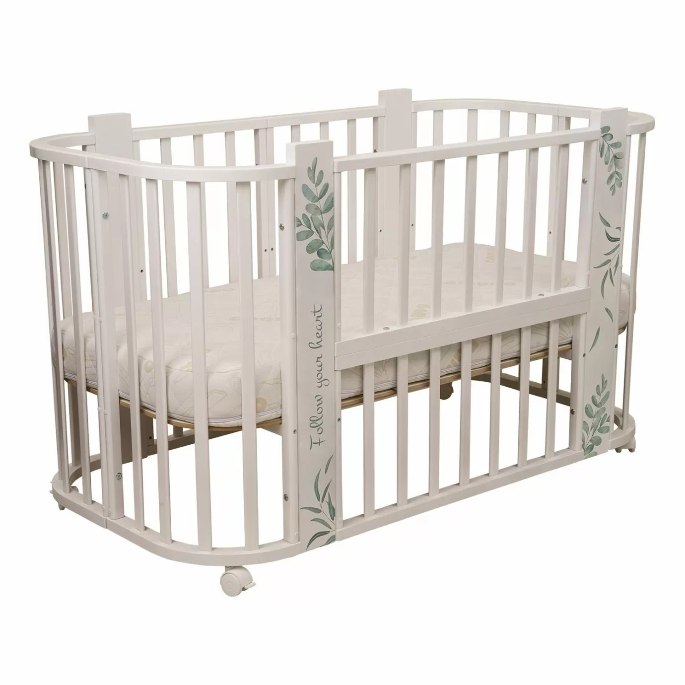 Кровать детская "Indigo "Green Line" 5 в 1 с поперечным маятником травинки