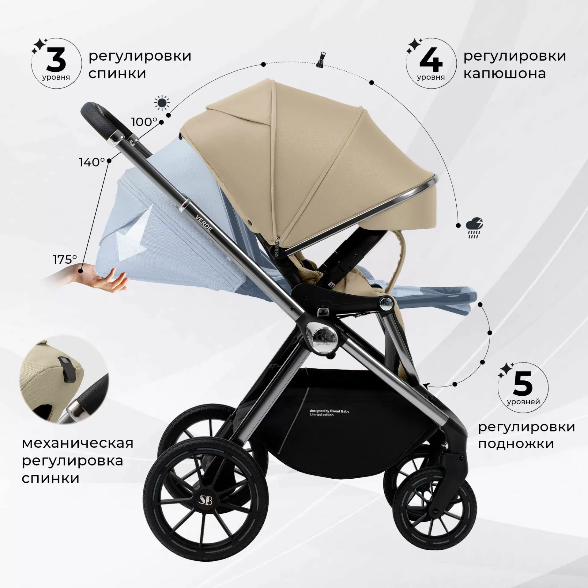 Коляска Sweet Baby Verde Silver Beige