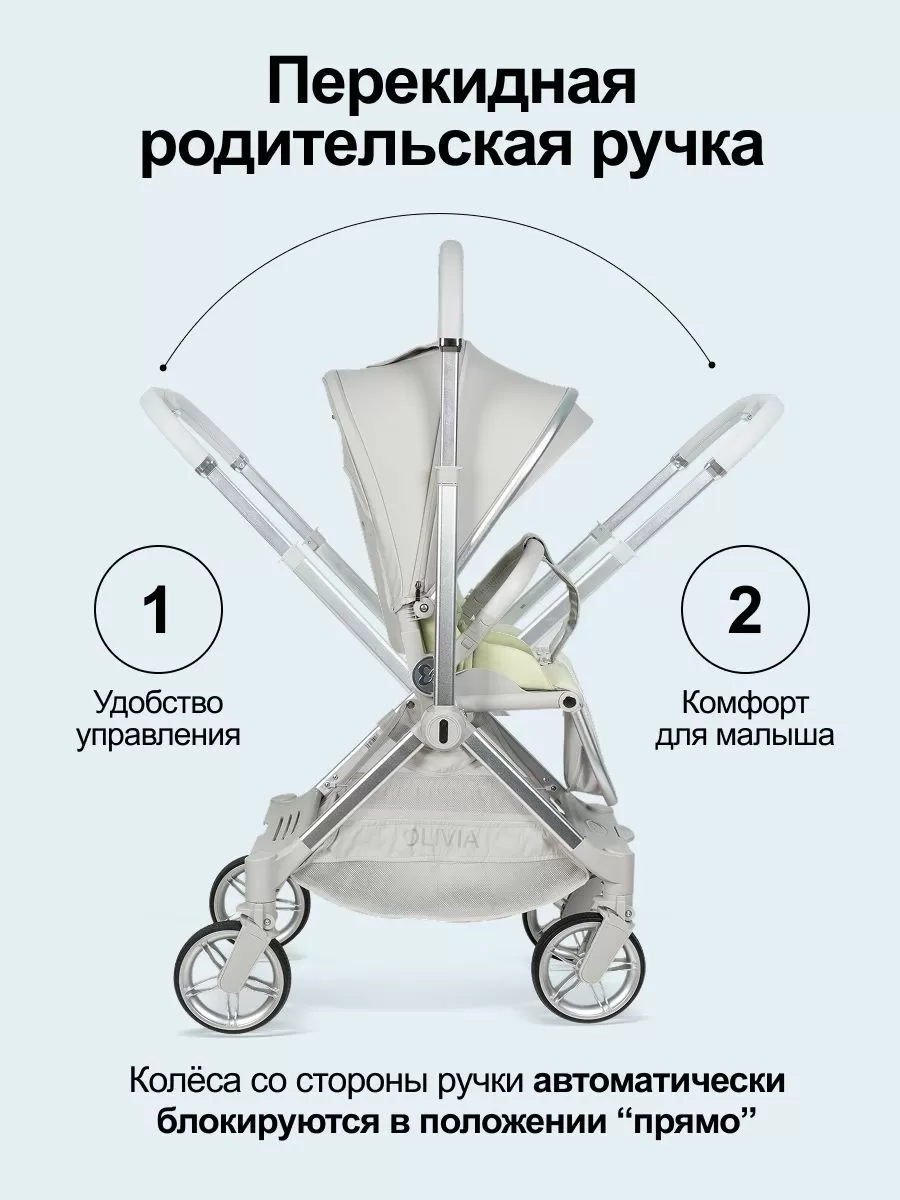 Коляска прогулочная детская Olivia, с перекидной ручкой серый