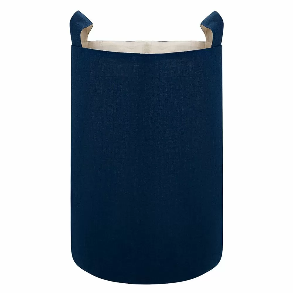 Тканевая корзина из синего льна