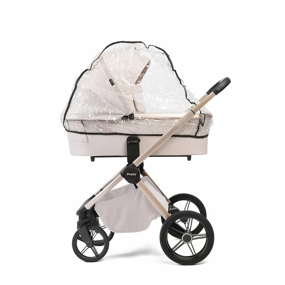 Коляска 2в1 Peppy Monaco Plus Beige (рама беж, шлифованный алюминий)