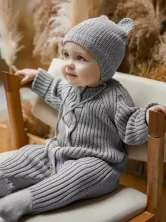 Комбинезон вязаный детский Pure Love Little, демисезонный, серый