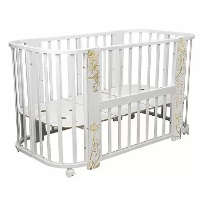 Кровать детская "Indigo "Green Line" 5 в 1 с поперечным маятником цветы