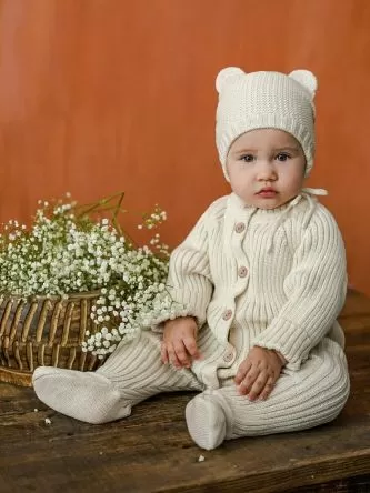 Комбинезон вязаный детский Pure Love Little, демисезонный, молочный