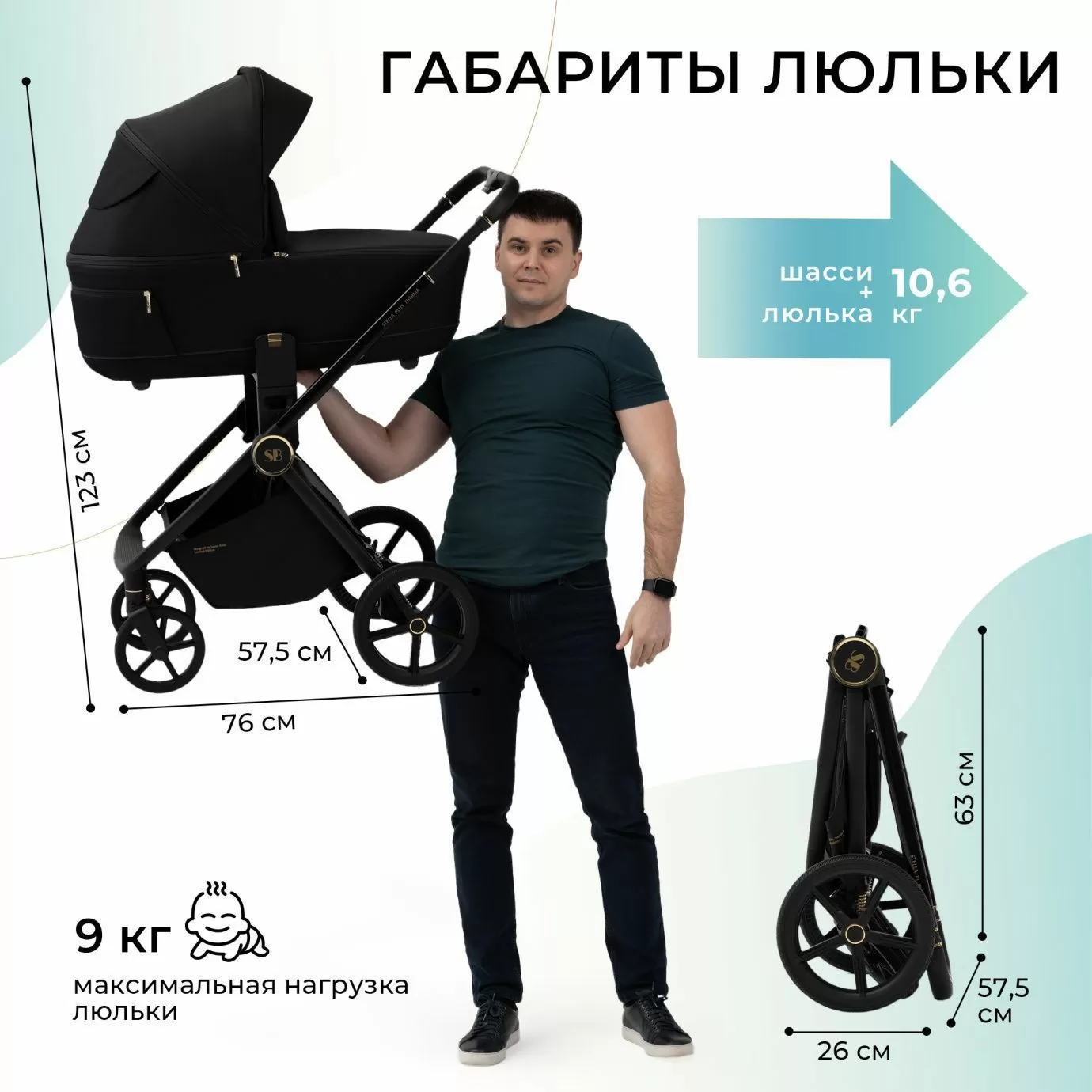 Коляска 2в1 Sweet Baby Stella Plus Therma Black
