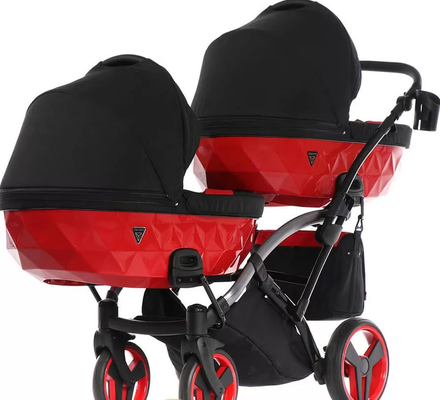 Коляска для двойни JUNAMA Diamond Special red DUO Slim