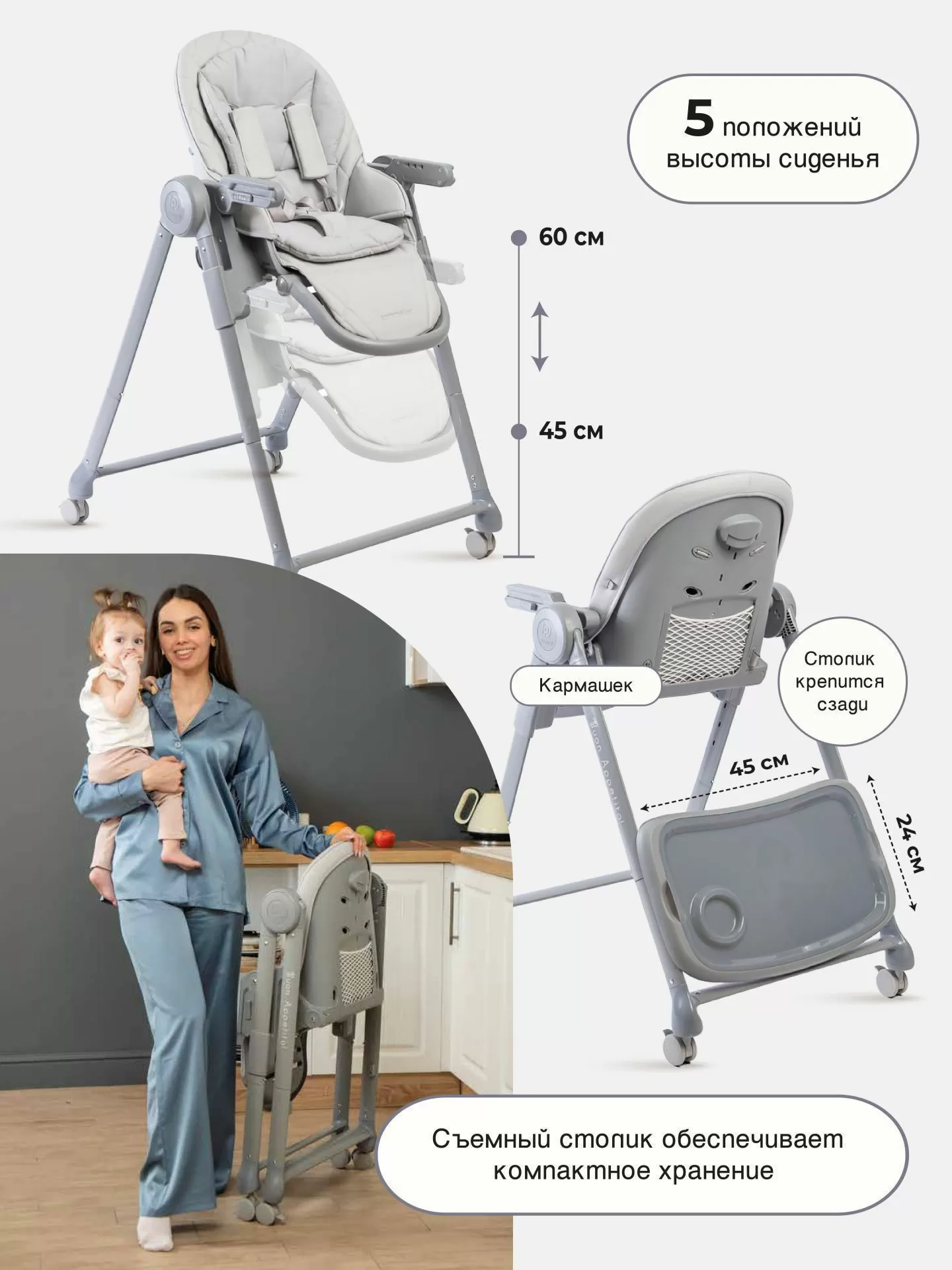 Стул для кормления Peppy Sommelier (Grey)