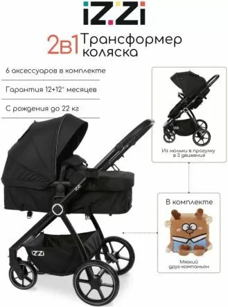 Коляска-трансформер iZZi Black