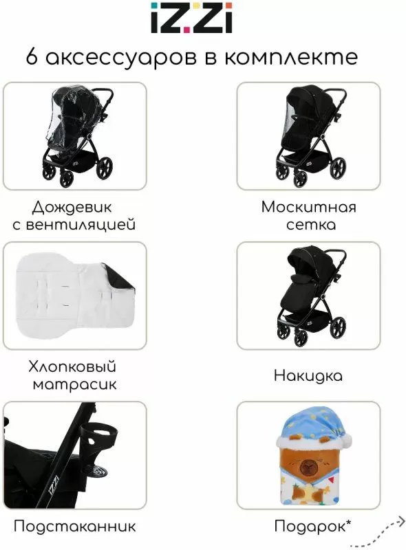 Коляска-трансформер iZZi Black