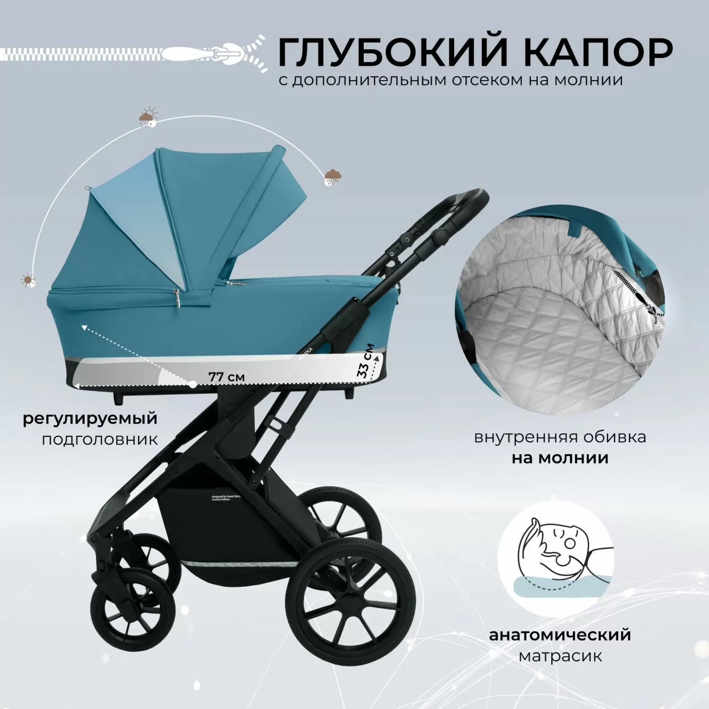 Коляска 2в1 Sweet Baby Nuvola Ocean Green