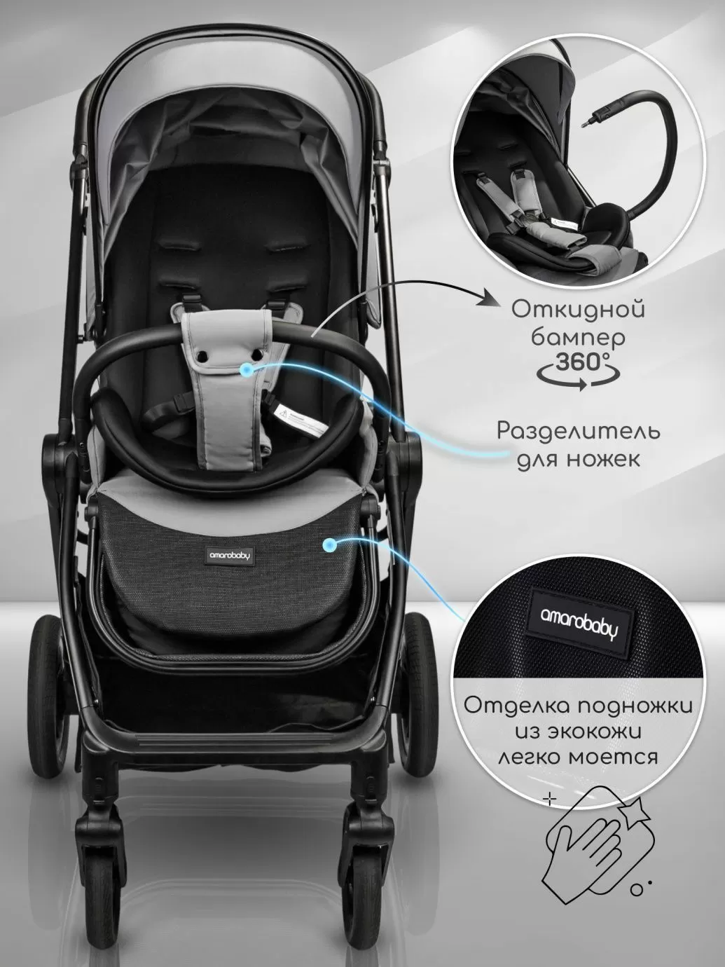 Прогулочная коляска с реверсивным блоком Somnium серый