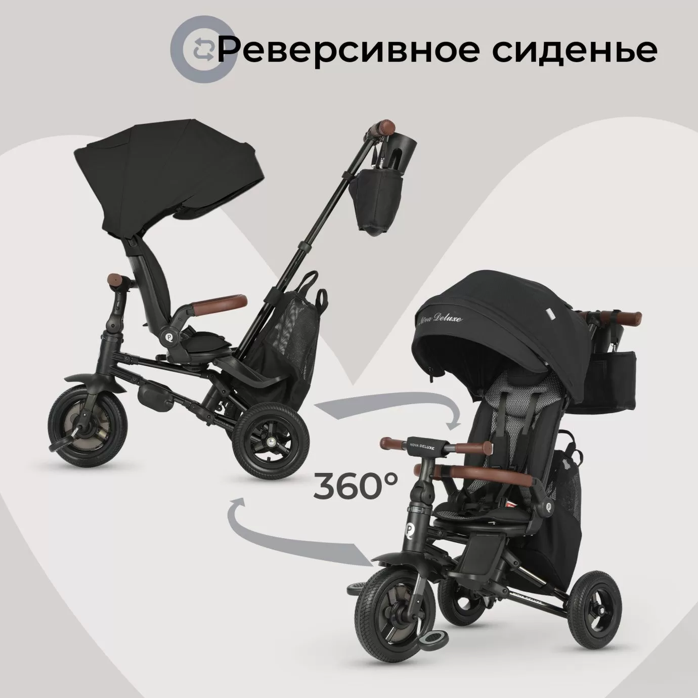 Велосипед трехколесный Qplay S702 NOVA DELUXE Black (Lux/Black)