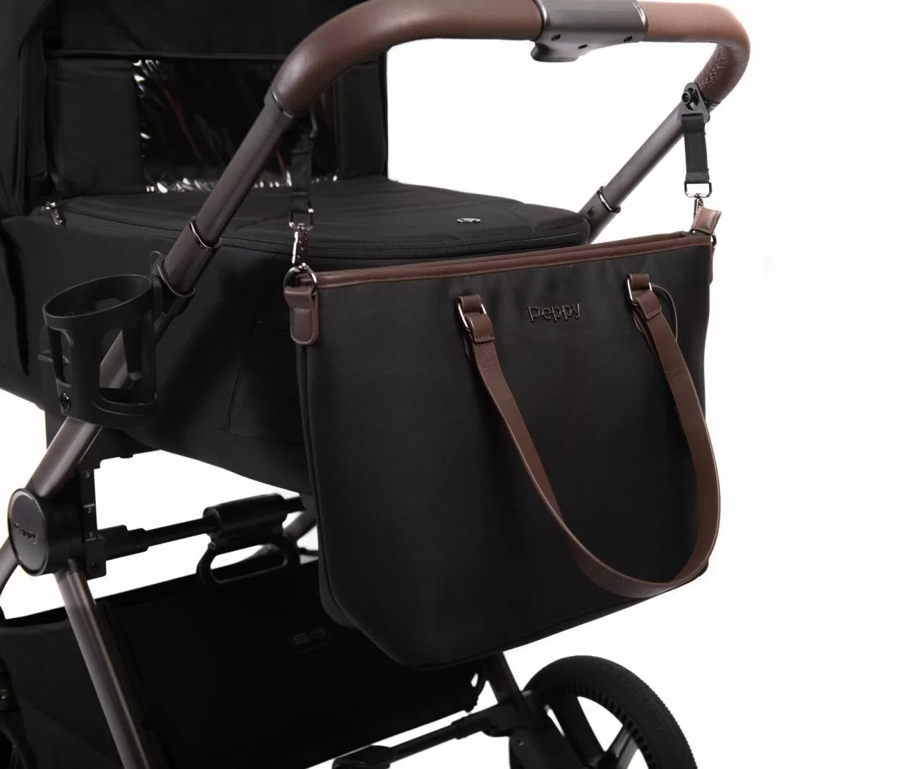 Коляска 2в1 Peppy Monaco Thermo Black (рама серо-коричневая)