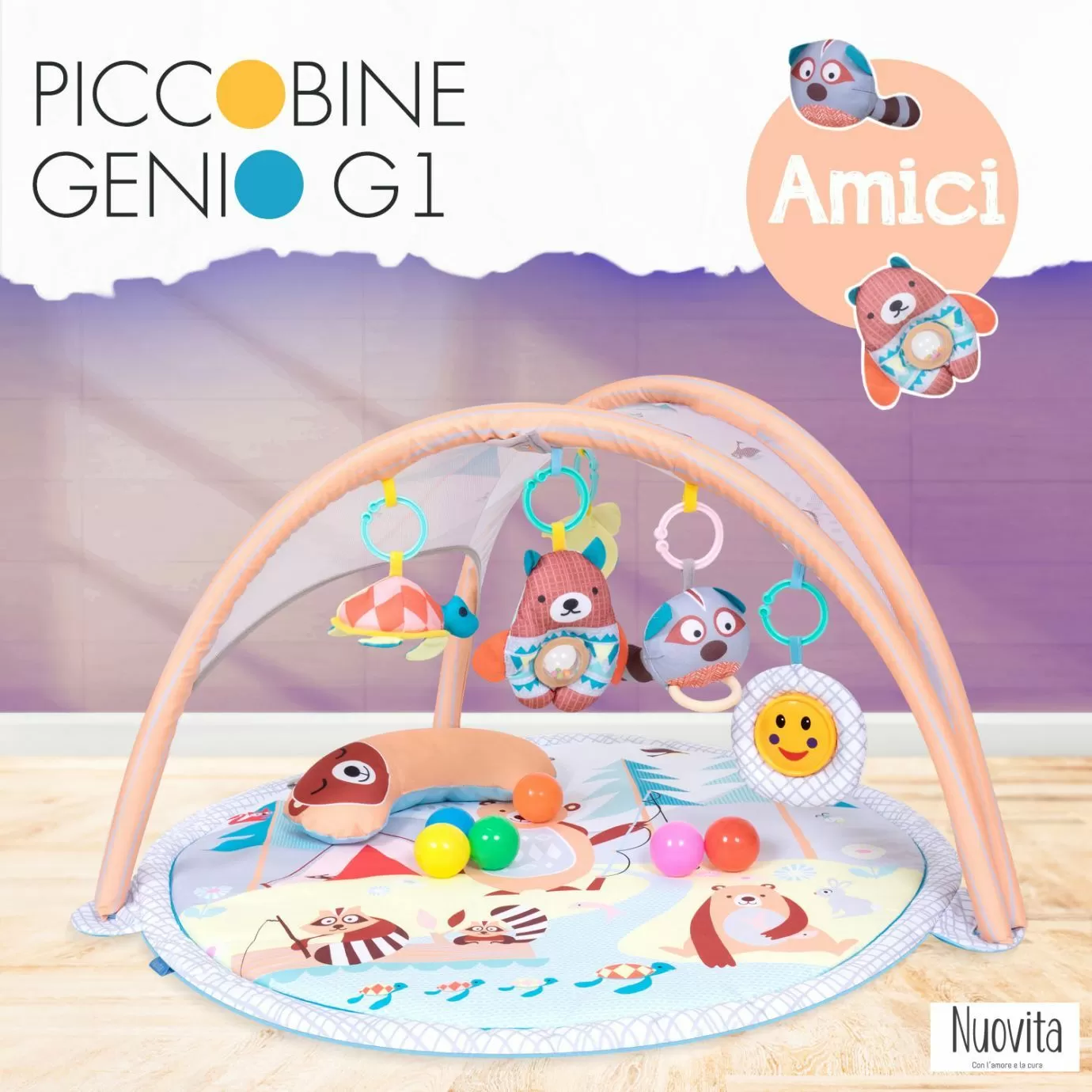 Развивающий коврик NUOVITA PICCOBINE GENIO G1,друзья