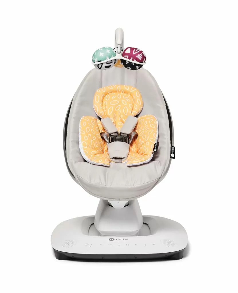 4moms mamaRoo New серебро + Вкладыш Yellow/Cool Mesh