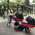 Коляска для двойни JUNAMA Diamond Special red DUO Slim