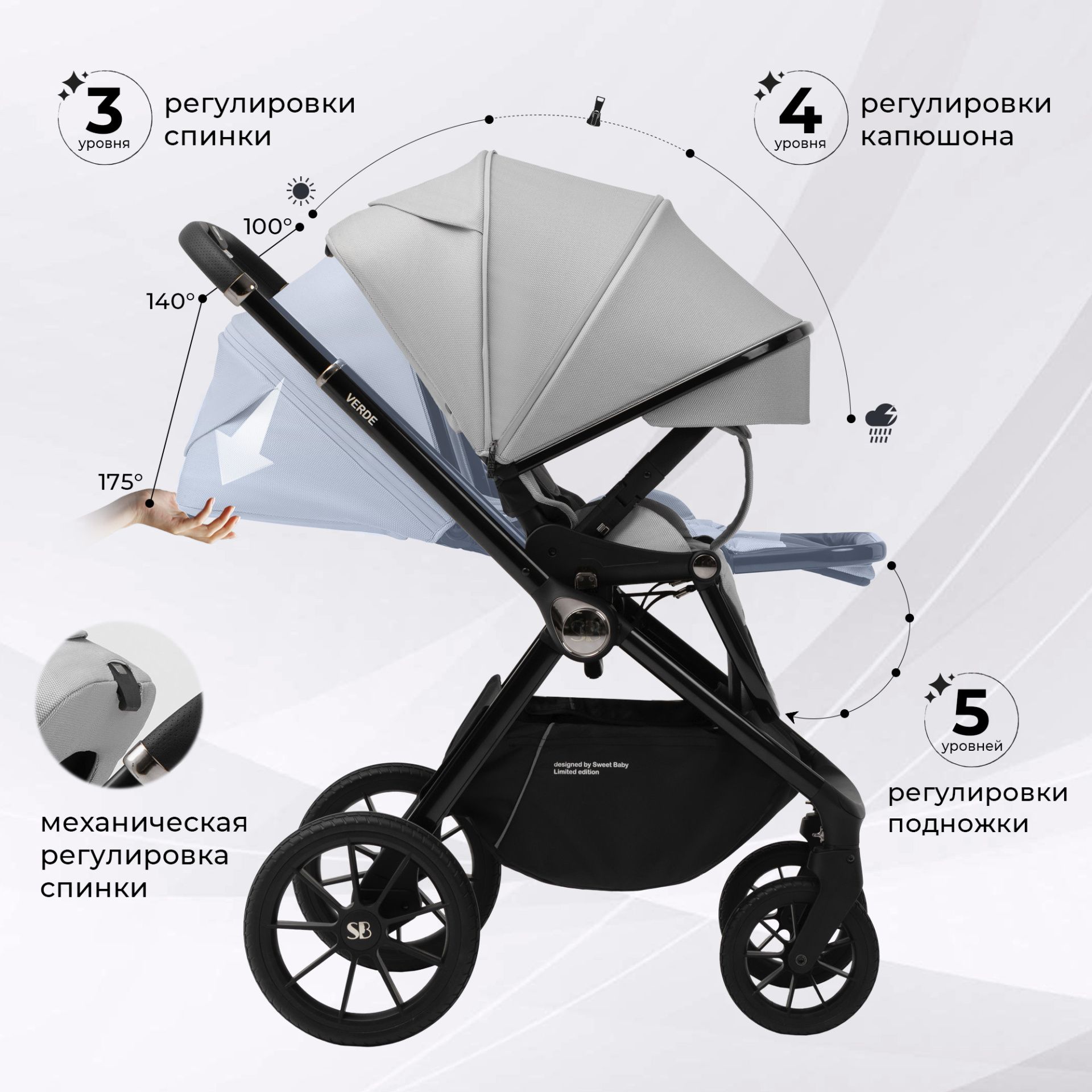 Коляска Sweet Baby Verde Grey