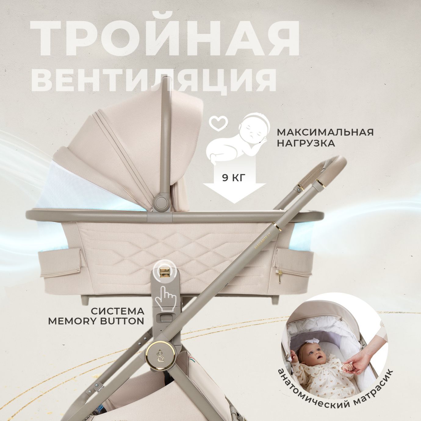 Коляска Elegante LT Beige