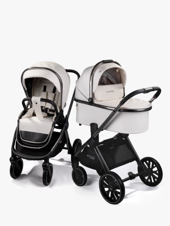 Коляска детская из экокожи 2в1 Motus Premium Ecco, молочный