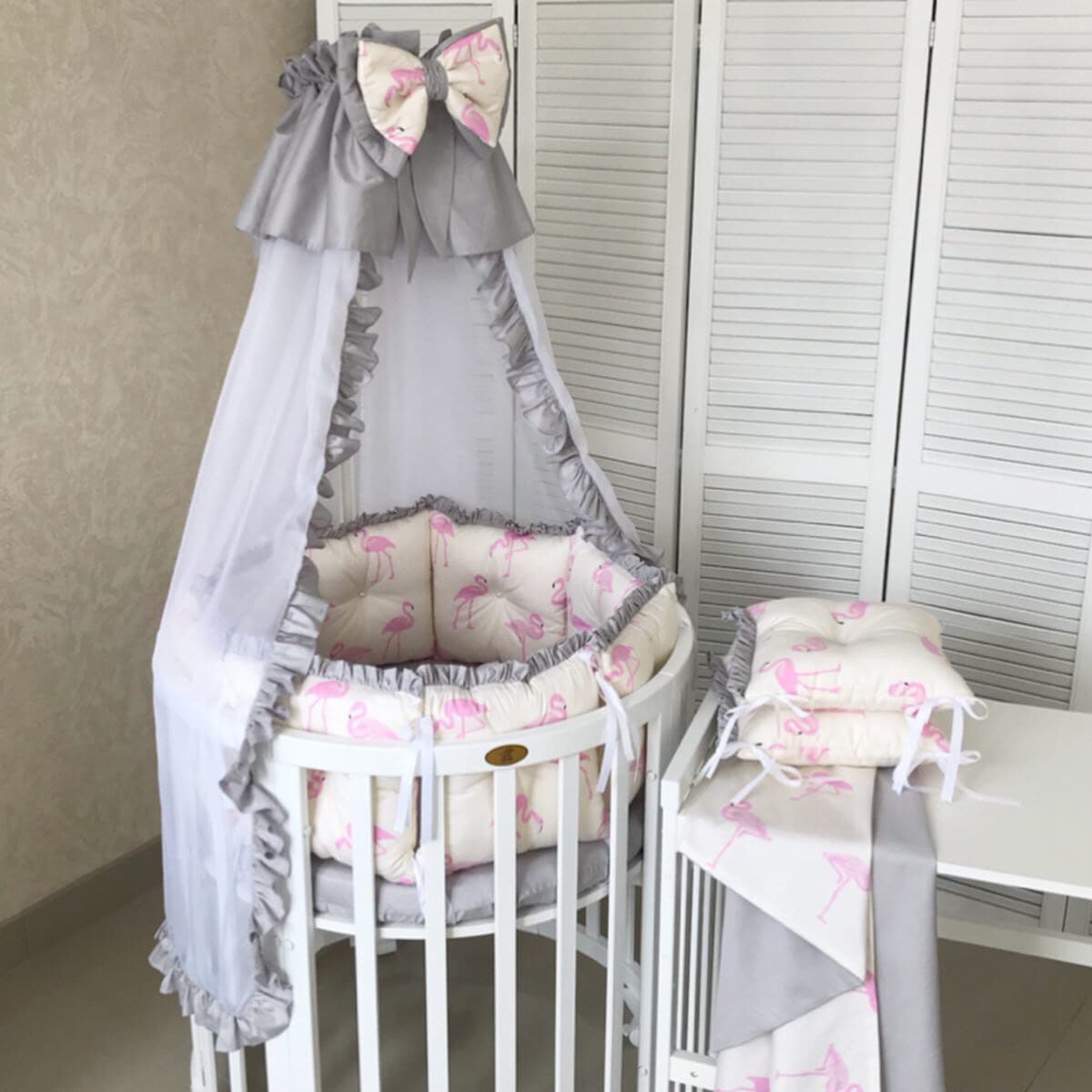 Комплект в кроватку дизайнерский "Фламинго"