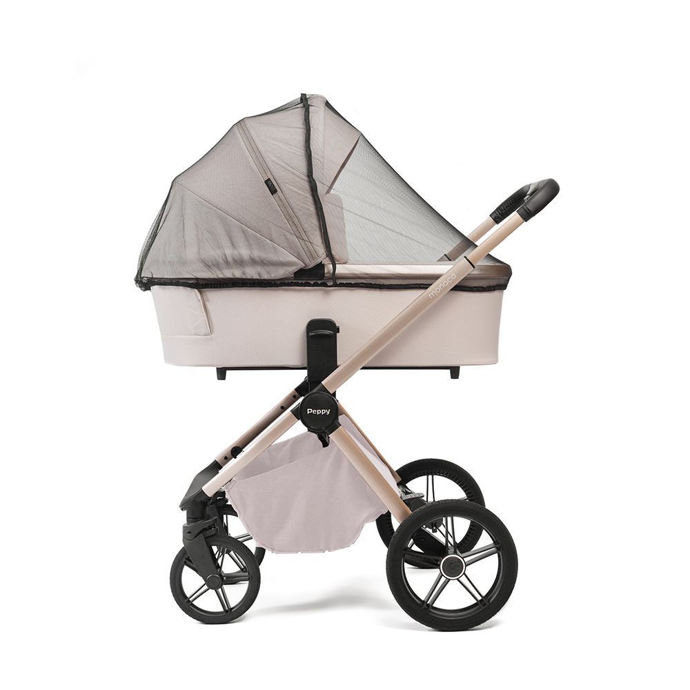 Коляска 2в1 Peppy Monaco Plus Beige (рама беж, шлифованный алюминий)