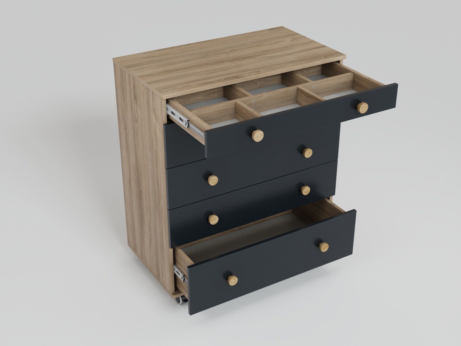 Комод Идеальный графит/дуб