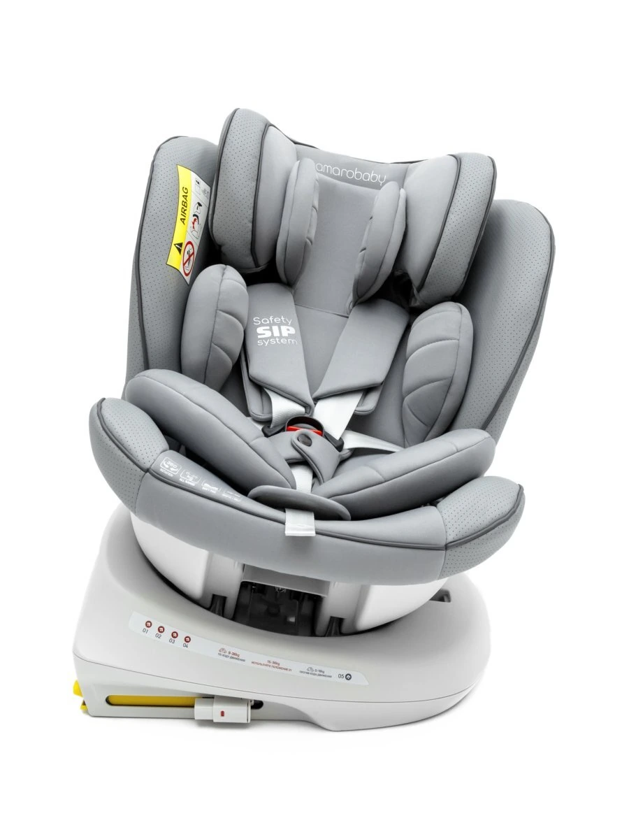 Автокресло детское CHAMPION, Isofix класс D, группа 0+/1/2/3 серый