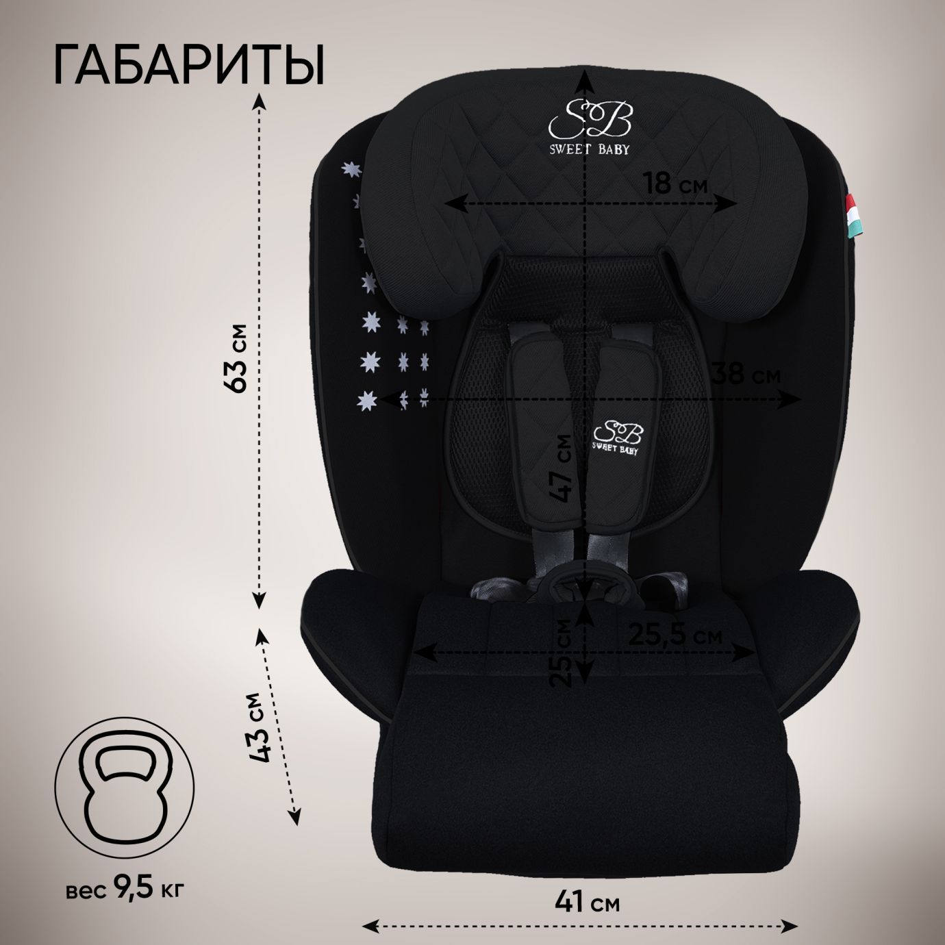 Автокресло группа 0123 (0-36) Fortuna 360 SPS Isofix Black