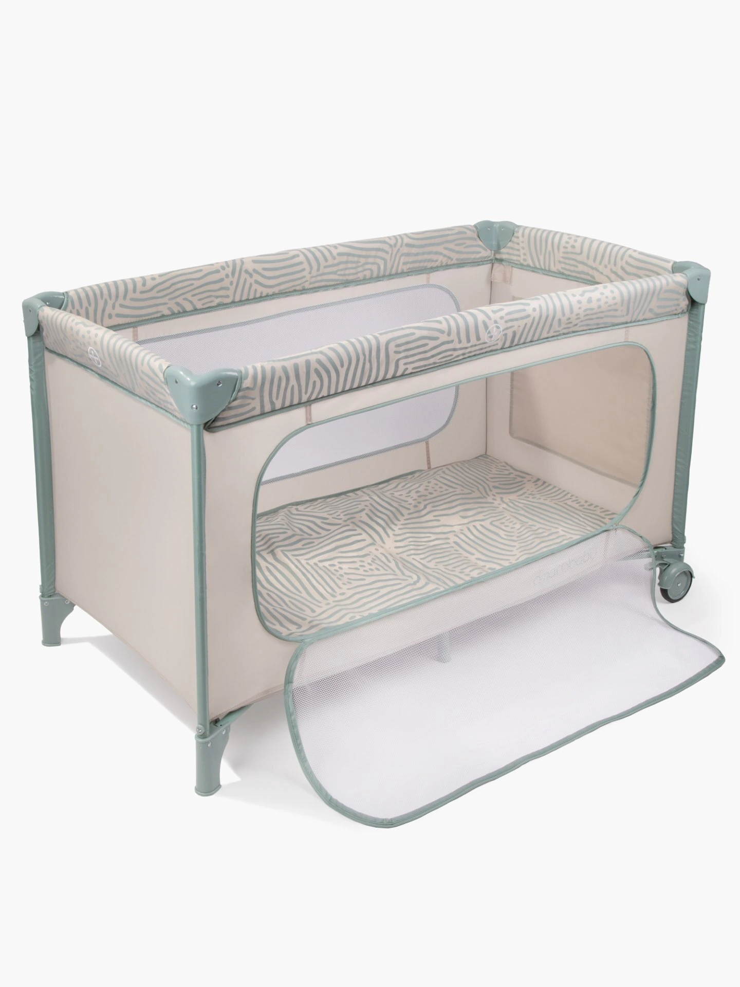 Манеж-кровать SMART, прямоугольный, бежевый/зеленый