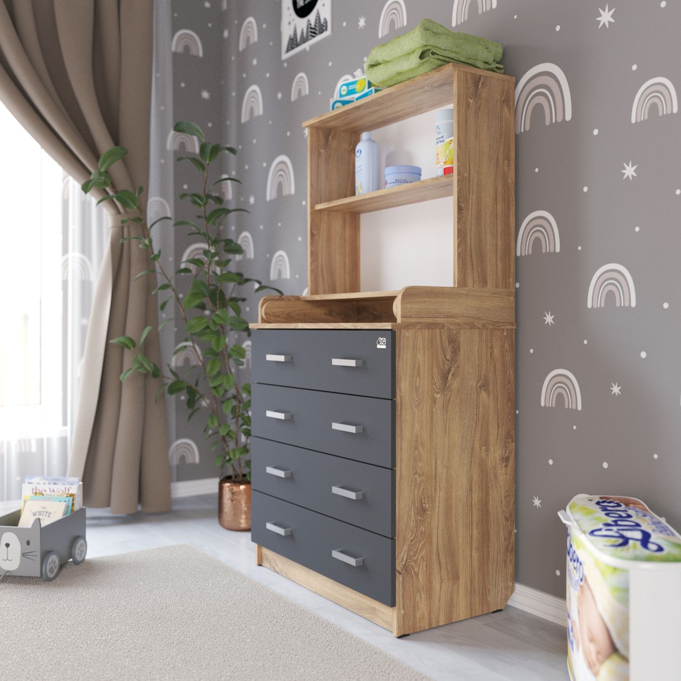 Комод Albero Дуб канзас/антрацит