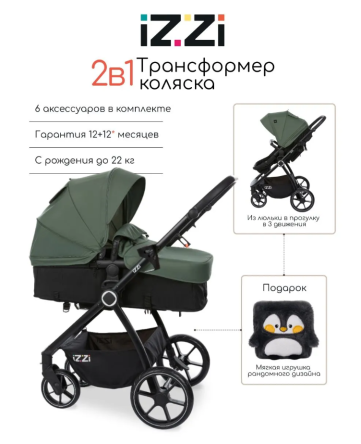 Коляска-трансформер 2 в 1 iZZi Olive