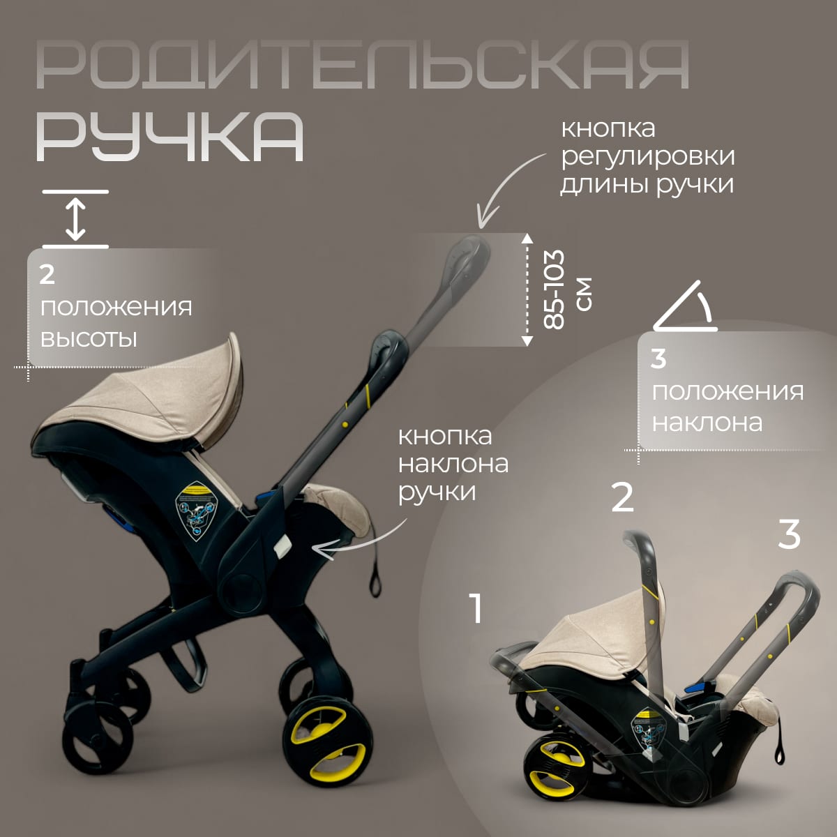 Коляска-автокресло BubaGO Mirco 4в1 beige
