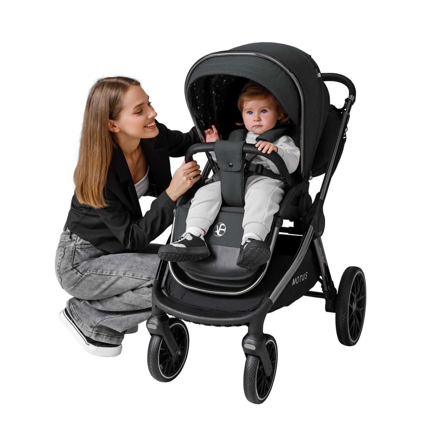 Коляска детская 2 в 1 Amarobaby Motus, черный