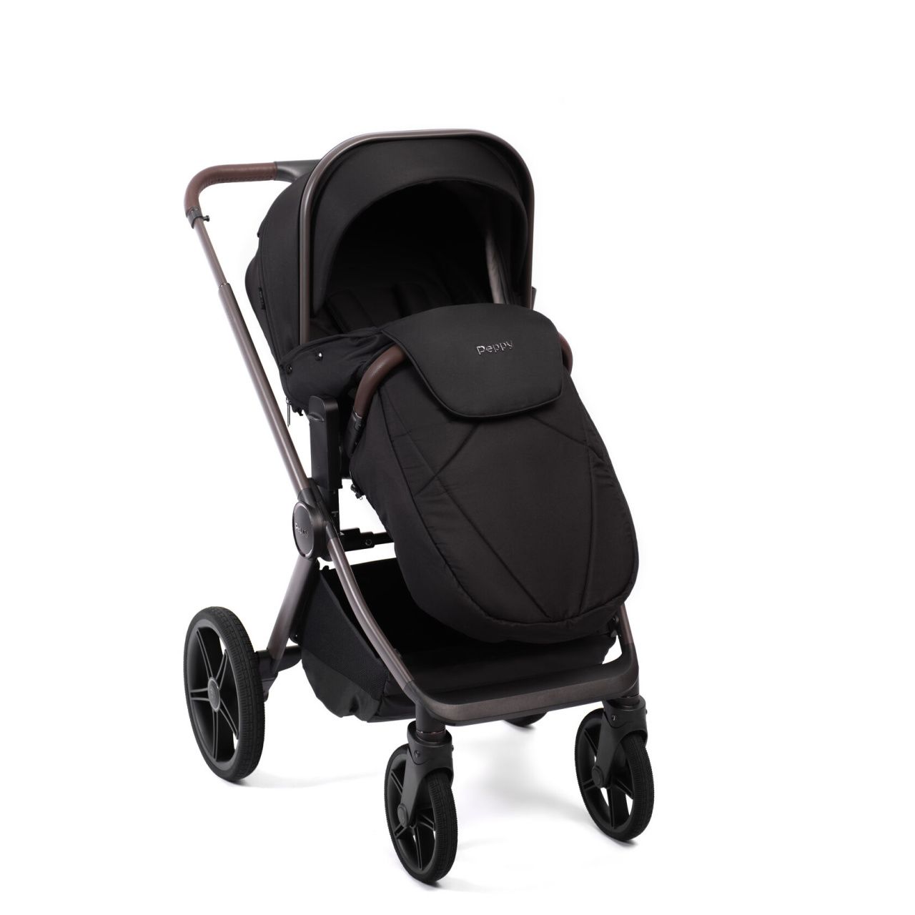 Коляска 2в1 Peppy Monaco Thermo Black (рама серо-коричневая)