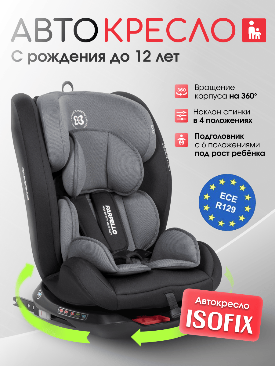 Автокресло детское Le5 ISOFIX серо-чёрный