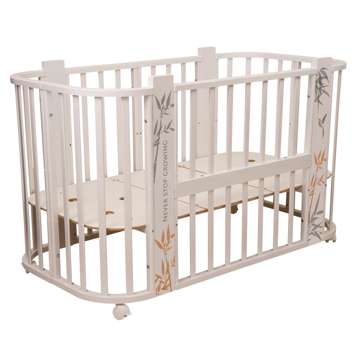 Кровать детская "Indigo "Green Line" 5 в 1 с поперечным маятником бамбук