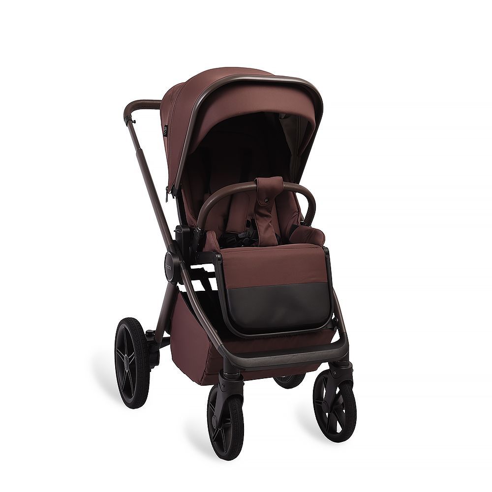 Коляска 2в1 Peppy Monaco Plus Burgundy (винный), рама коричневая