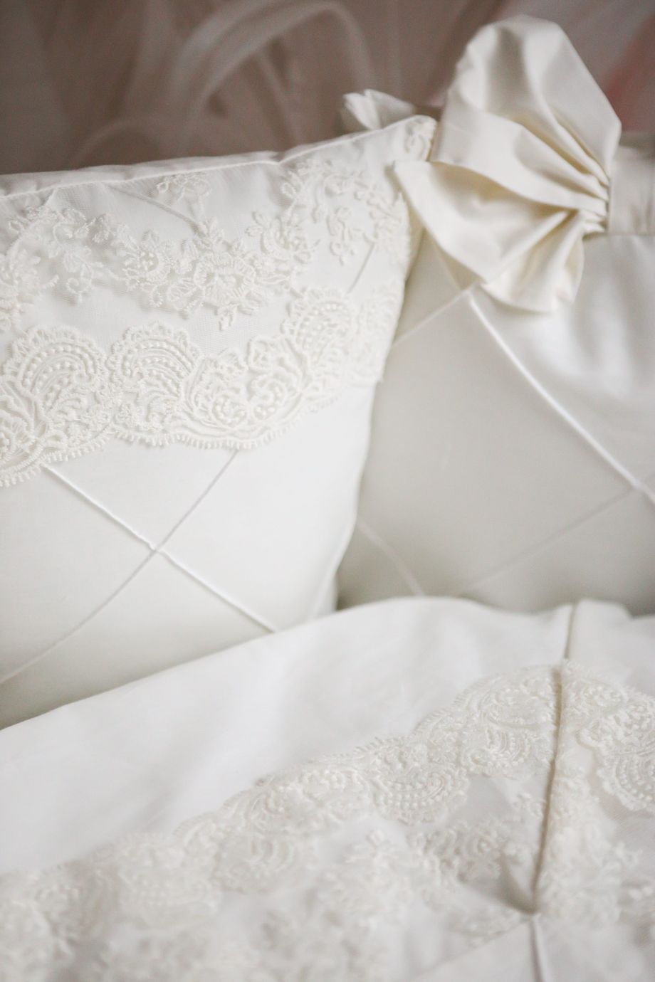 Комплект 17 предметов ""Classico" молочный сатин / кружево"