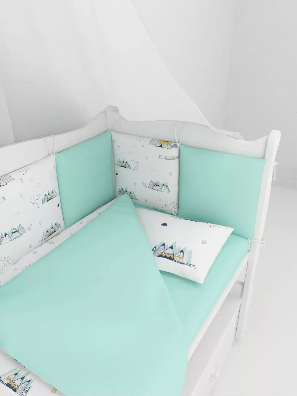 Комплект Premium мята в кроватку 18 предметов 