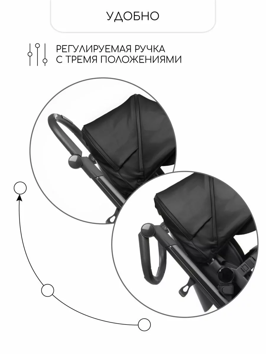 Коляска детская из экокожи 2 в 1 TUTUM черная