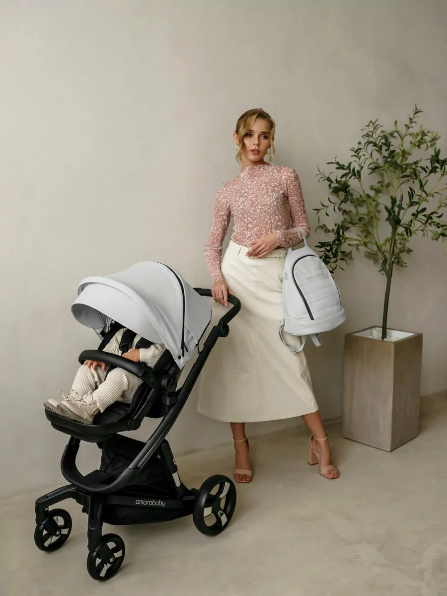 Коляска детская из экокожи 2 в 1 TUTUM белая