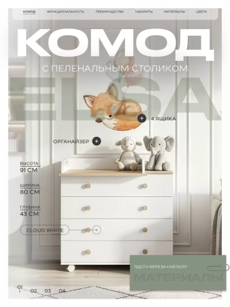 Комод Rant Elsa Pro CLOUD WHITE