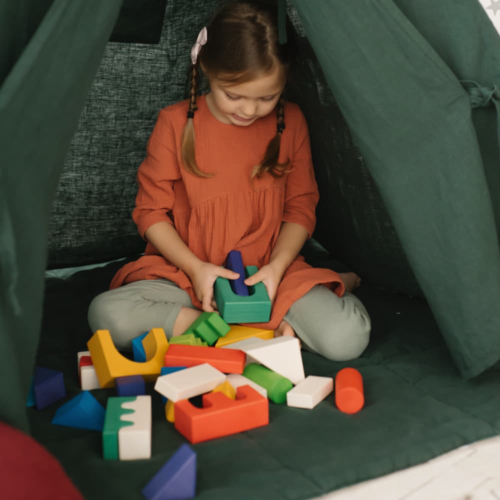 Вигвам для детей из зеленого льна