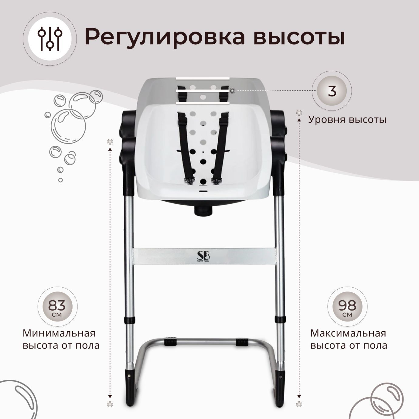 Ванночка - стульчик для купания 2в1+ Charli Chair White