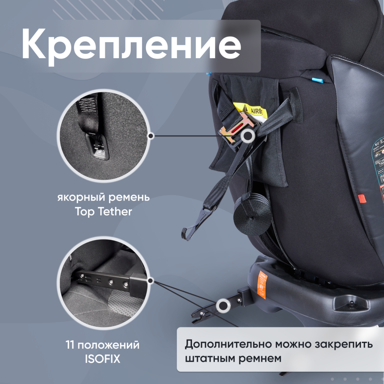 Автокресло поворотное группа 0123 (0-36) Suburban 360 Isofix Gray