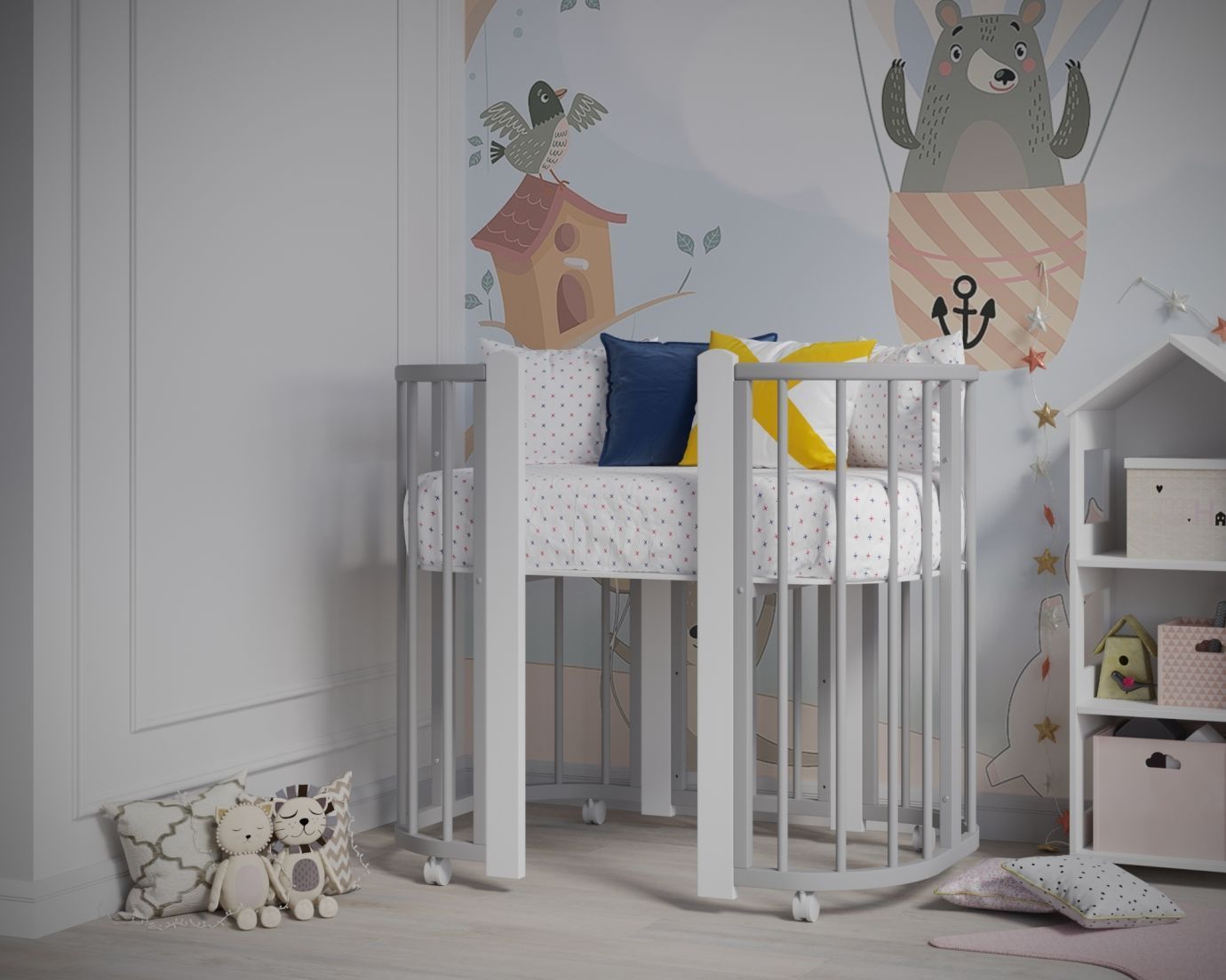 Кроватка детская Nuvola New 5 в 1 круглые ламели