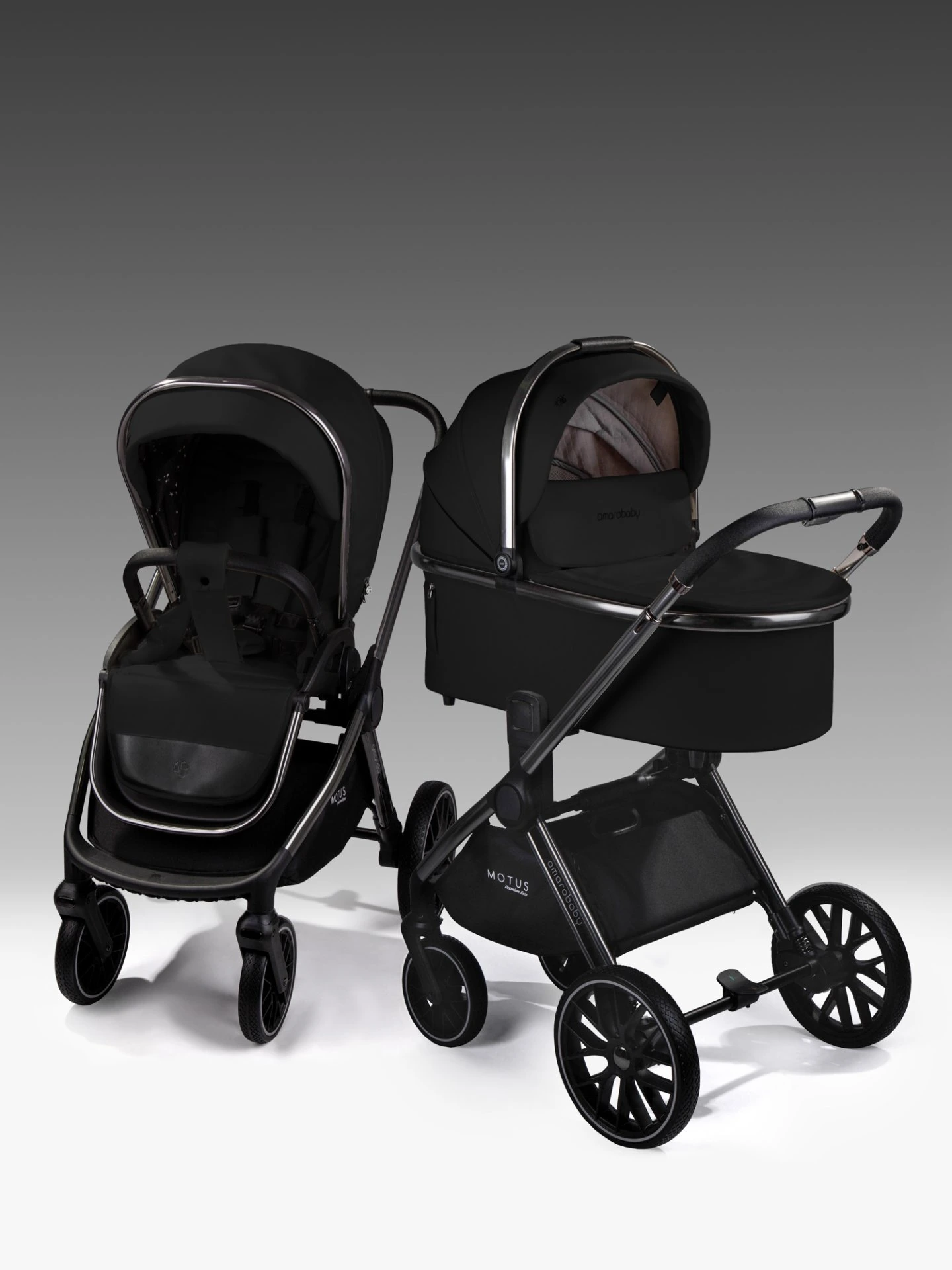 Коляска детская из экокожи 2в1 Motus Premium Ecco, черный