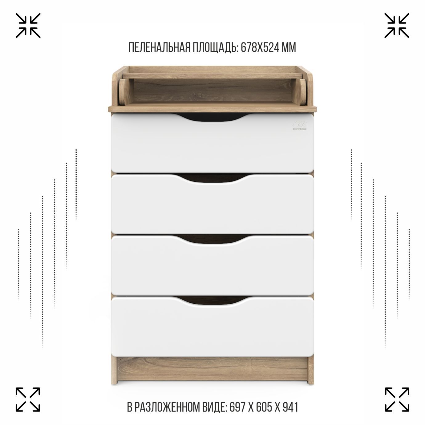 Комод Bravo Дуб канзас/Белый